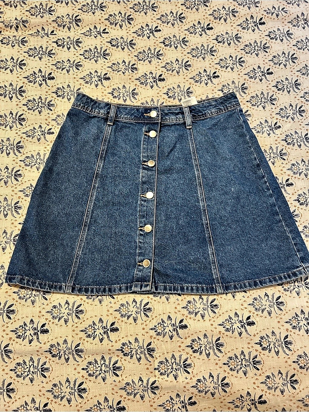 H&M Button-Front Denim Mini Skirt in Blue Size 6 Like New